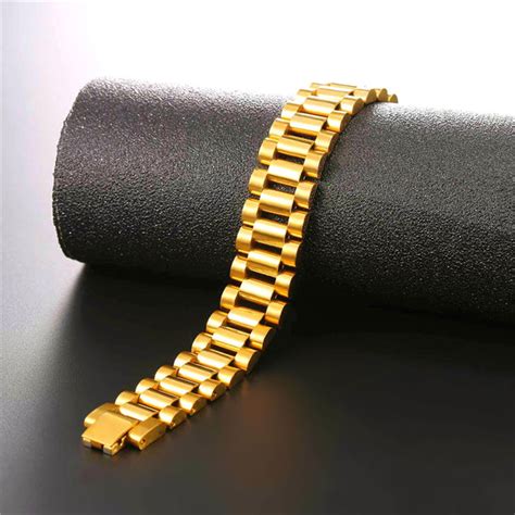 gold rolex watch link stainless steel bracelet